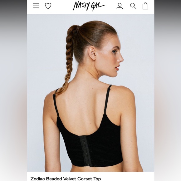 NWT Zodiac black velvet beaded corset festival crop top - Picture 2 of 8